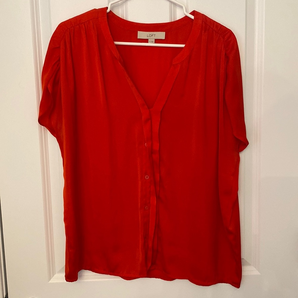 Orange/red blouse.